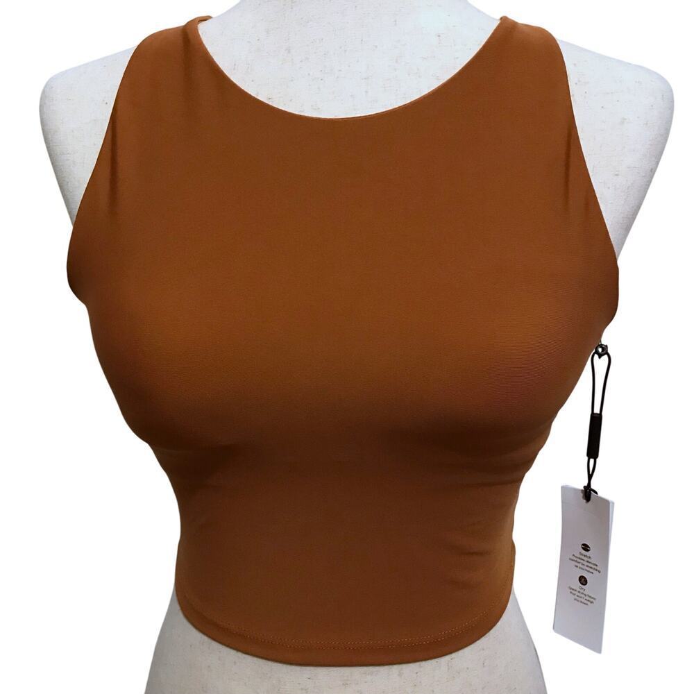 Calvin Klein NWT Cognac Cropped Performance Top Women XS